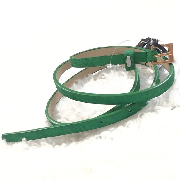 🆕 Body Central vegan leather green skinny belt - Picture 1 of 7